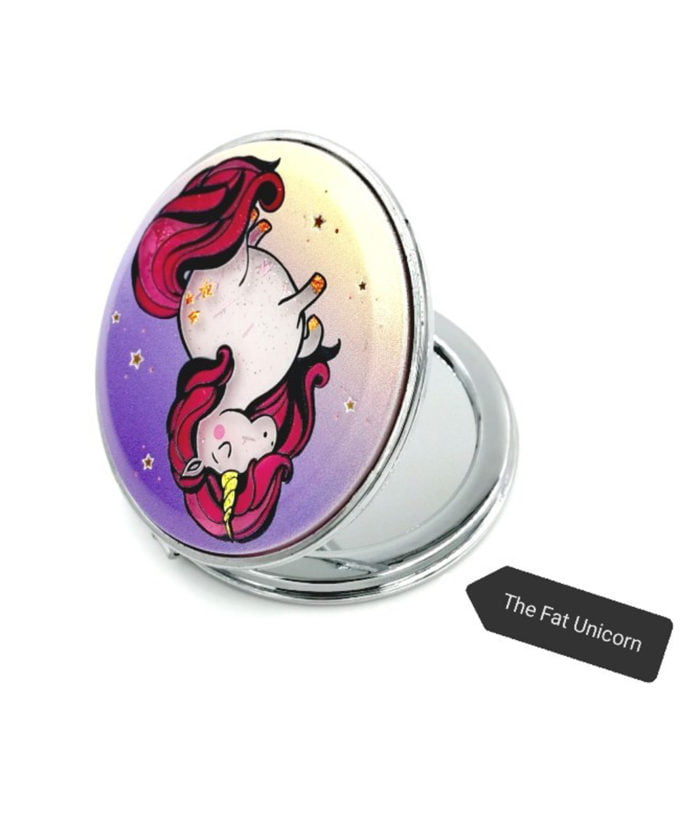 The Fat Unicorn Glittered Finish Shimmered Liquid Compact Mirror