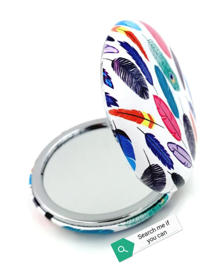 Multi color Leaves Design Compact Mirror With Power Mirror