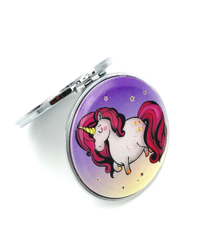 The Fat Unicorn Glittered Finish Shimmered Liquid Compact Mirror