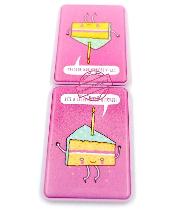 Cake Design Pink color Rectangle Mirror | Dual Power Mirror
