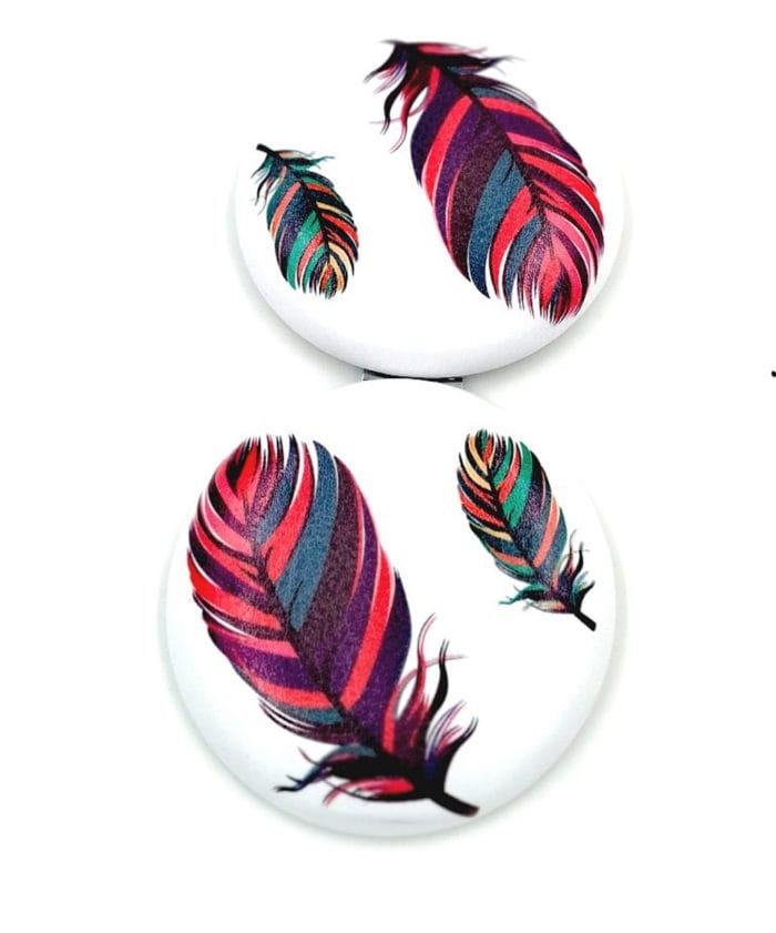Big Colored Leaf on White Compact Mirror | Dual Power Mirror