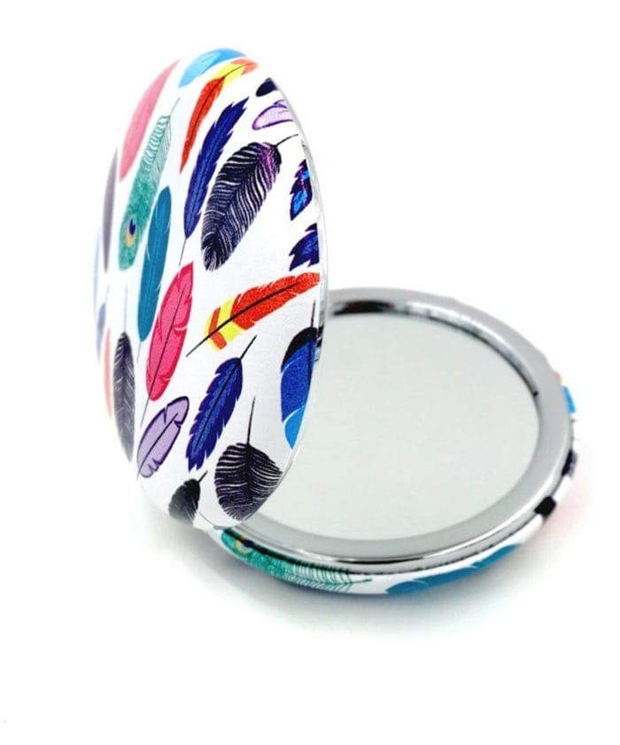 Multi color Leaves Design Compact Mirror With Power Mirror