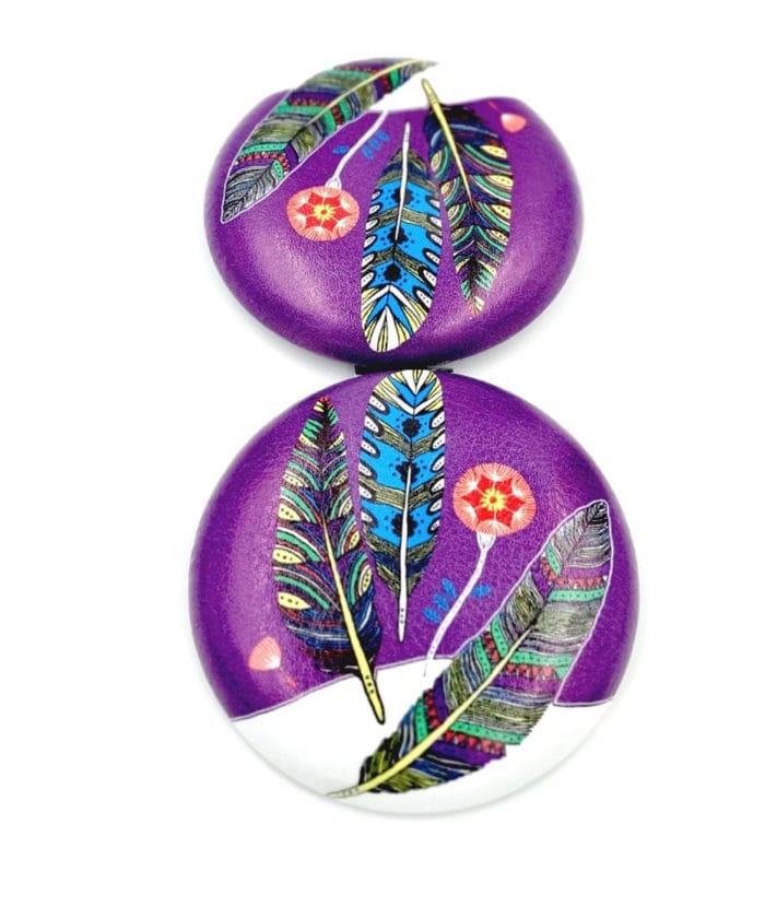 Purple Color Leafy design Dual Compact Mirror