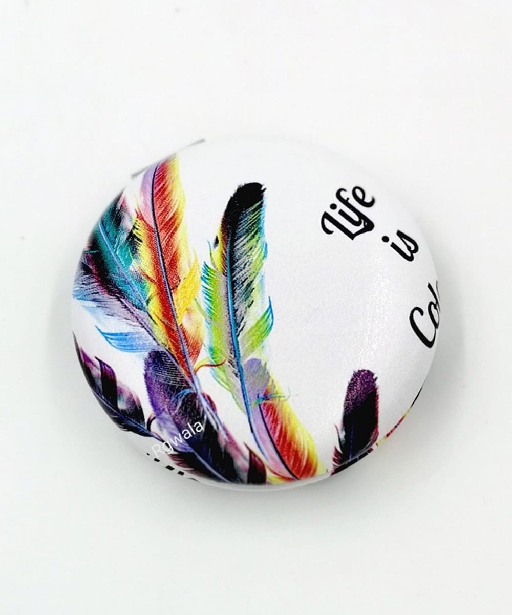 Life is colorful Multicolor leaf Compact mirror with Power side