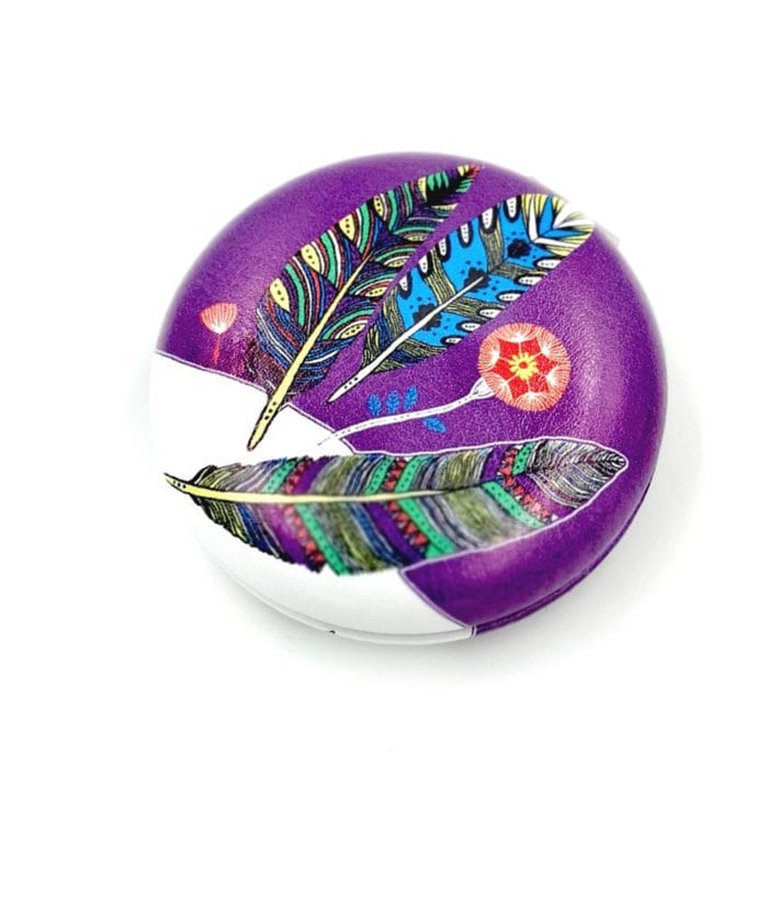 Purple Color Leafy design Dual Compact Mirror