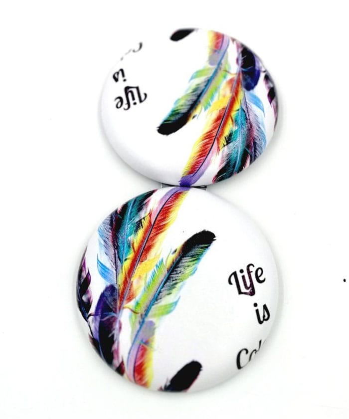 Life is colorful Multicolor leaf Compact mirror with Power side