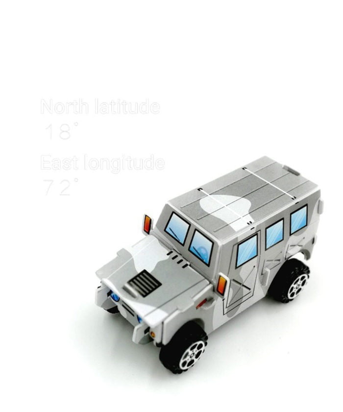 3d DIY Grey Camouflage pull back Gypsy Toy for kids