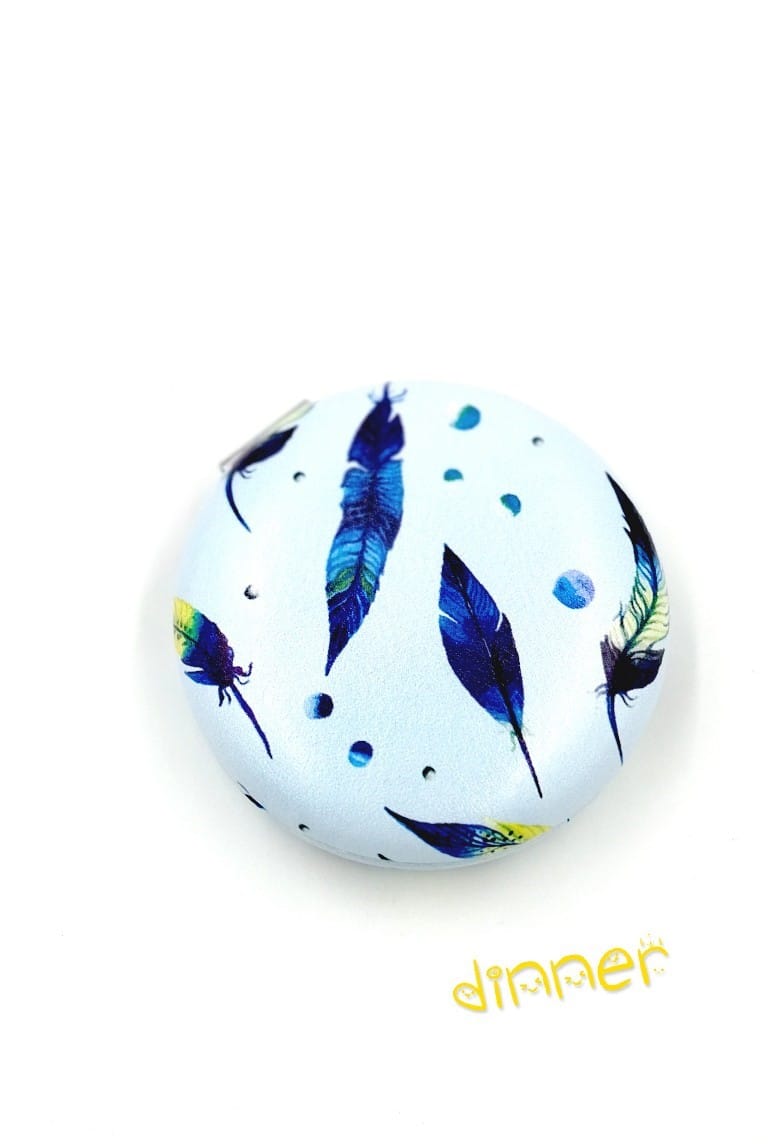 Blue Flying Leaf on White Dual Compact Power Mirror