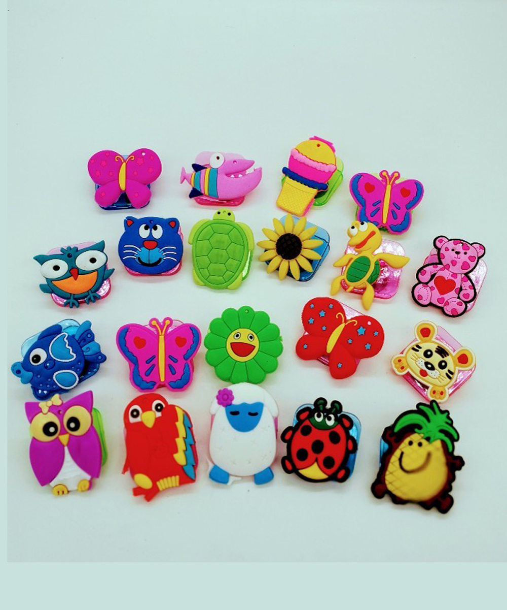 Super Cute 3d embossed Rubberized magnetic paper clips