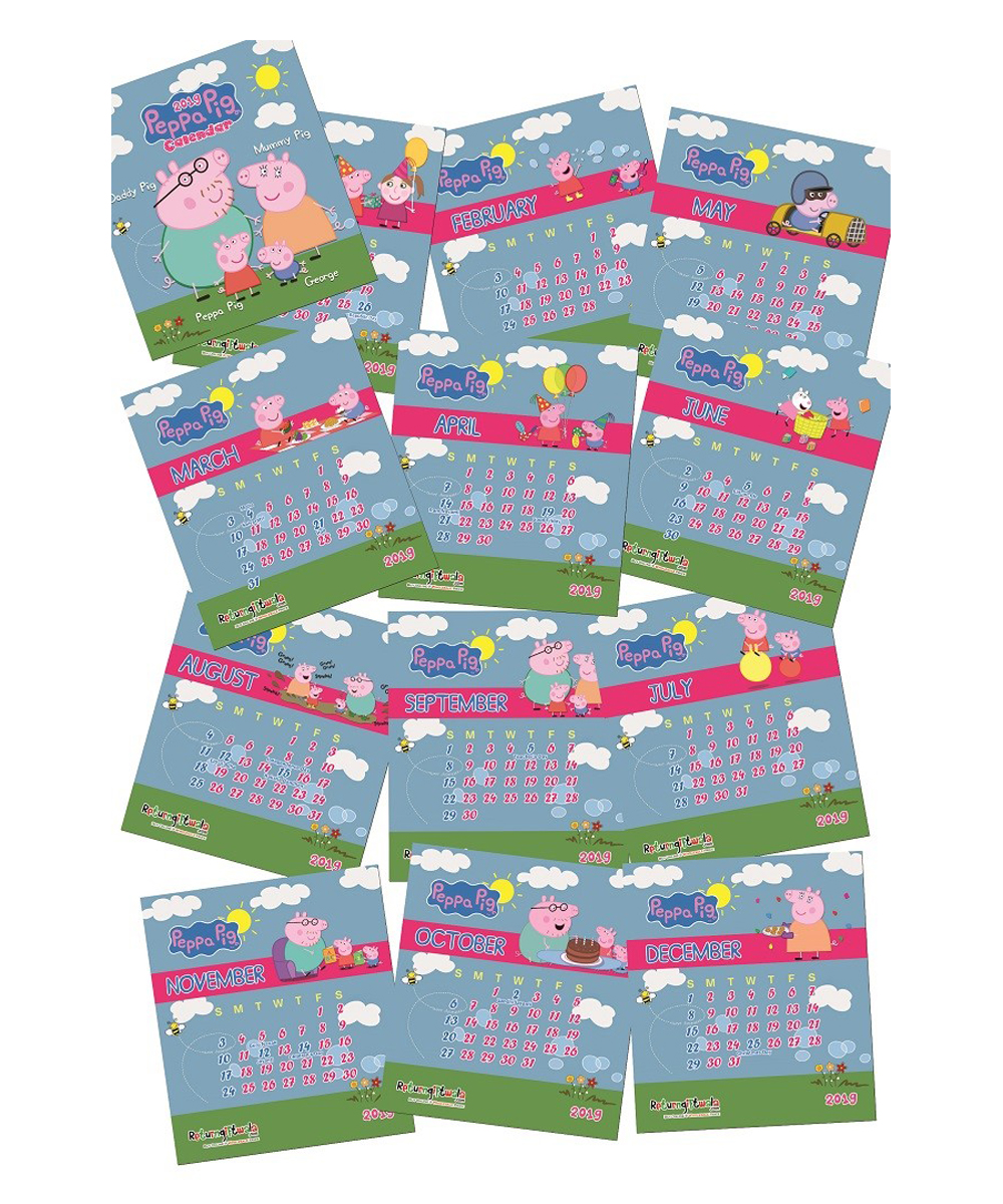 2020 Peppa Pig Theme Cute Customized Desk Calendars Customize With