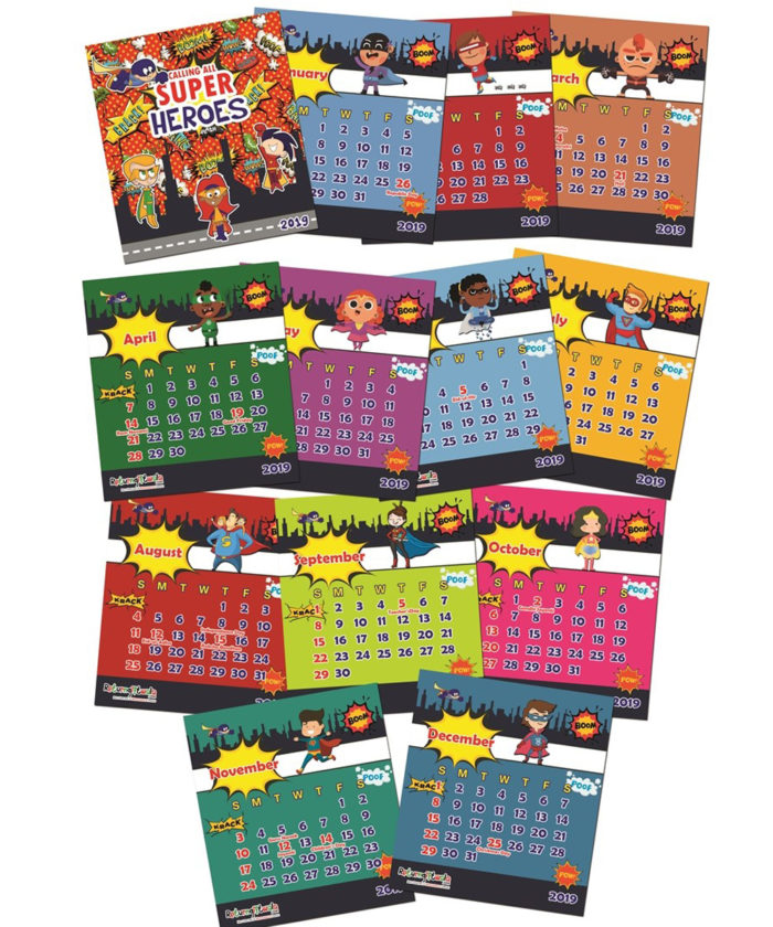 2020 Super Heroes Theme Cute Customized Desk Calendars