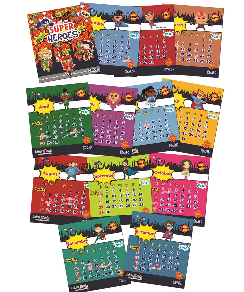 2020 Super Heroes Theme Cute Customized Desk Calendars