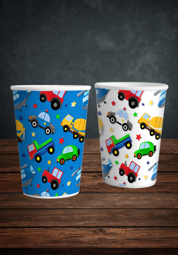 Pack of 10 Vehicle or Transport Theme Paper Cups 2