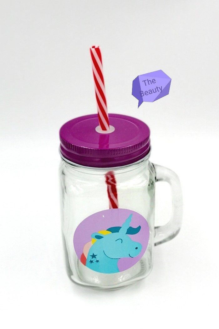 Unicorn Theme Birthday Return Gift Mason Glass Jars with straw 4