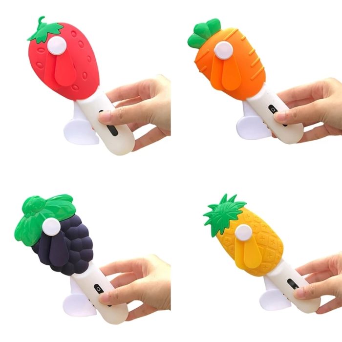 cartoon hand fan online india fruits theme carrot shape
