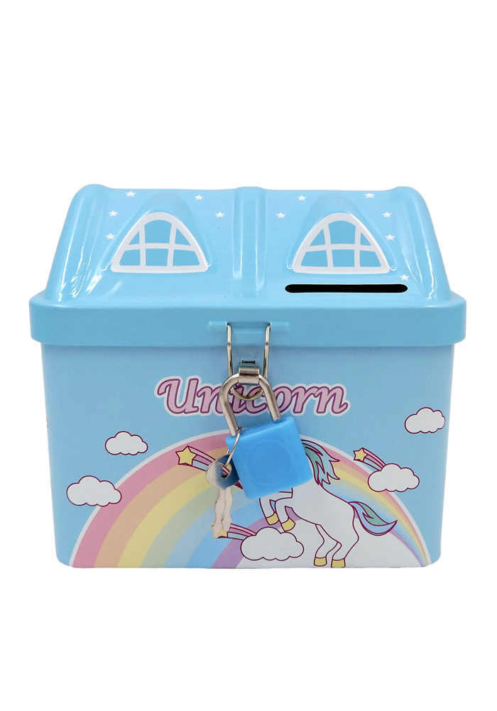 unicorn hut shape kids money bank with lock and key for kids return gifts