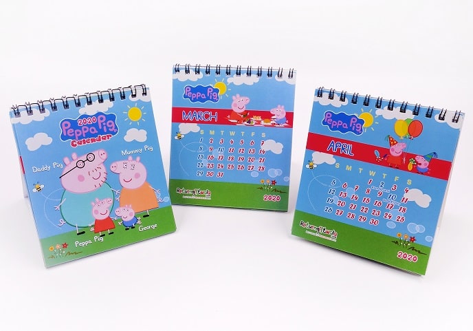 peppa pig paper calendars for table