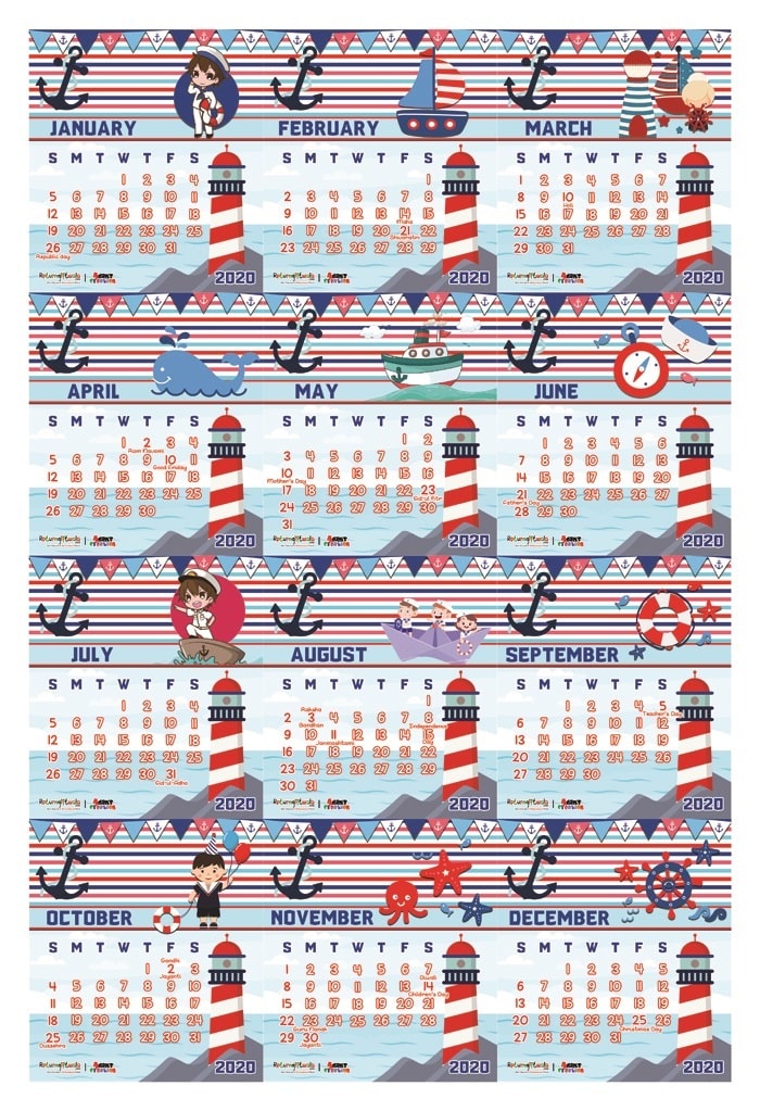 nautical or sailor theme return gifts for kids calendars