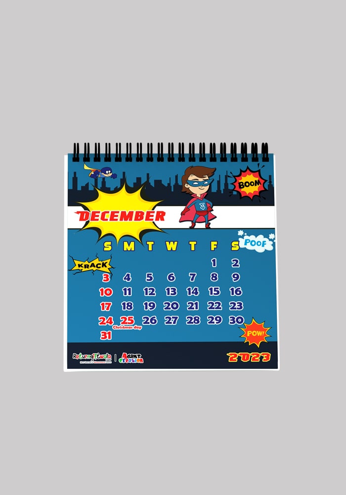 super heroes calendars paper gifting desktop for birthday return gifts