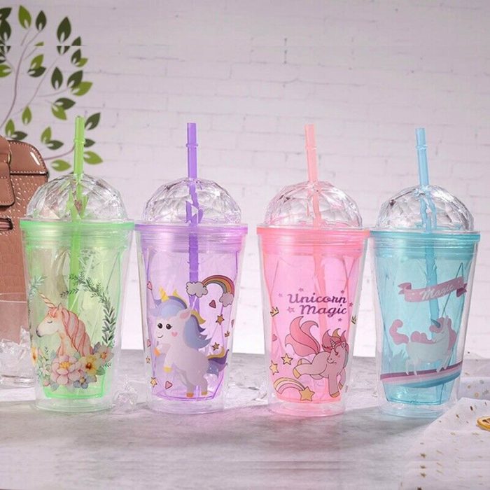 unicorn theme tumbler cup glass