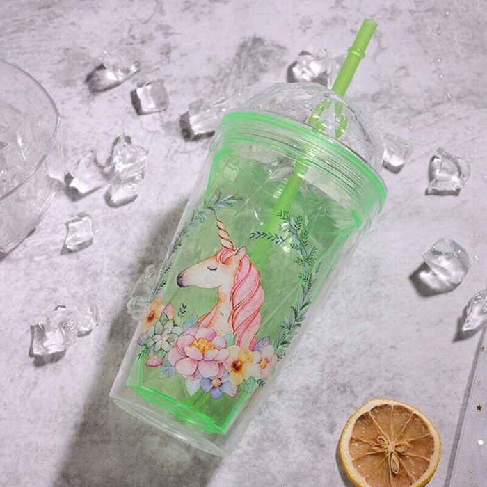 unicorn theme sipper cup straw