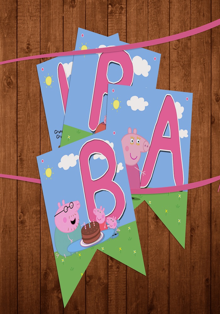 Peppa pig theme birthday banner