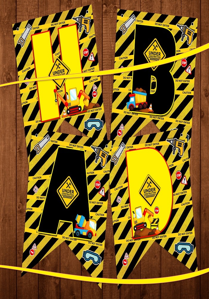 construction theme birthday banner