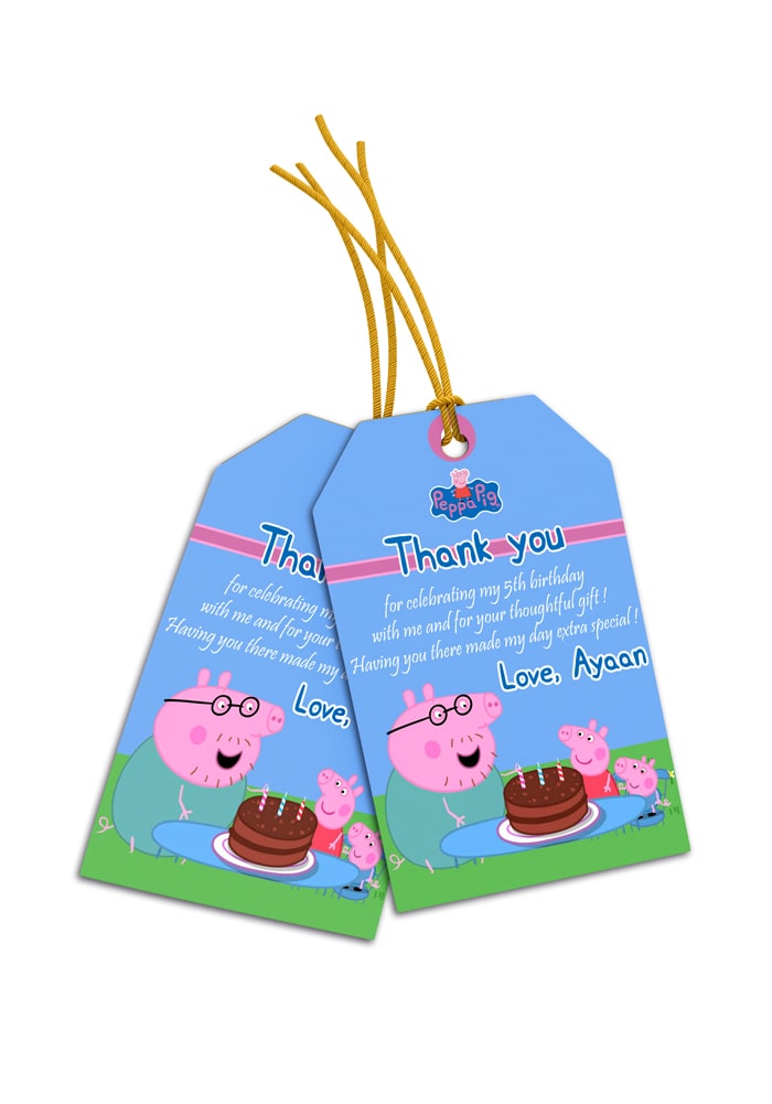 peppa pig theme thank you cards