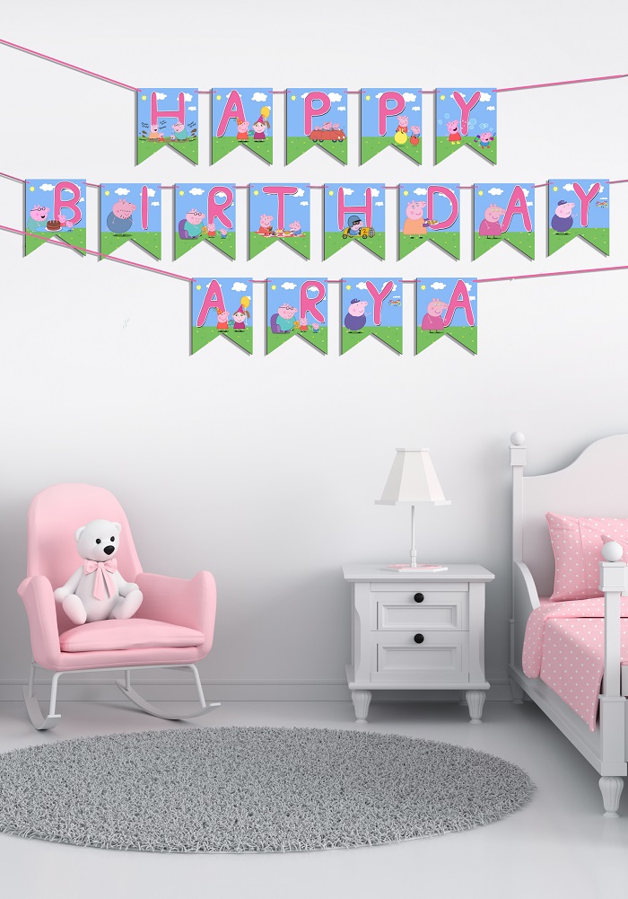 peppa pig theme birthday banner for decoration