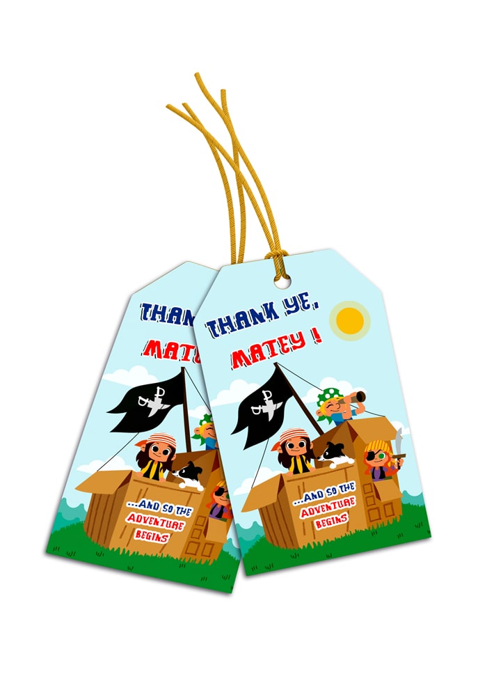 pirates theme thank you cards for return gifts