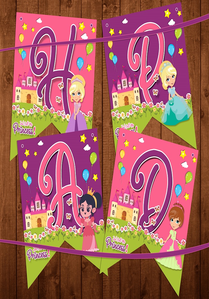 princess theme birthday banner