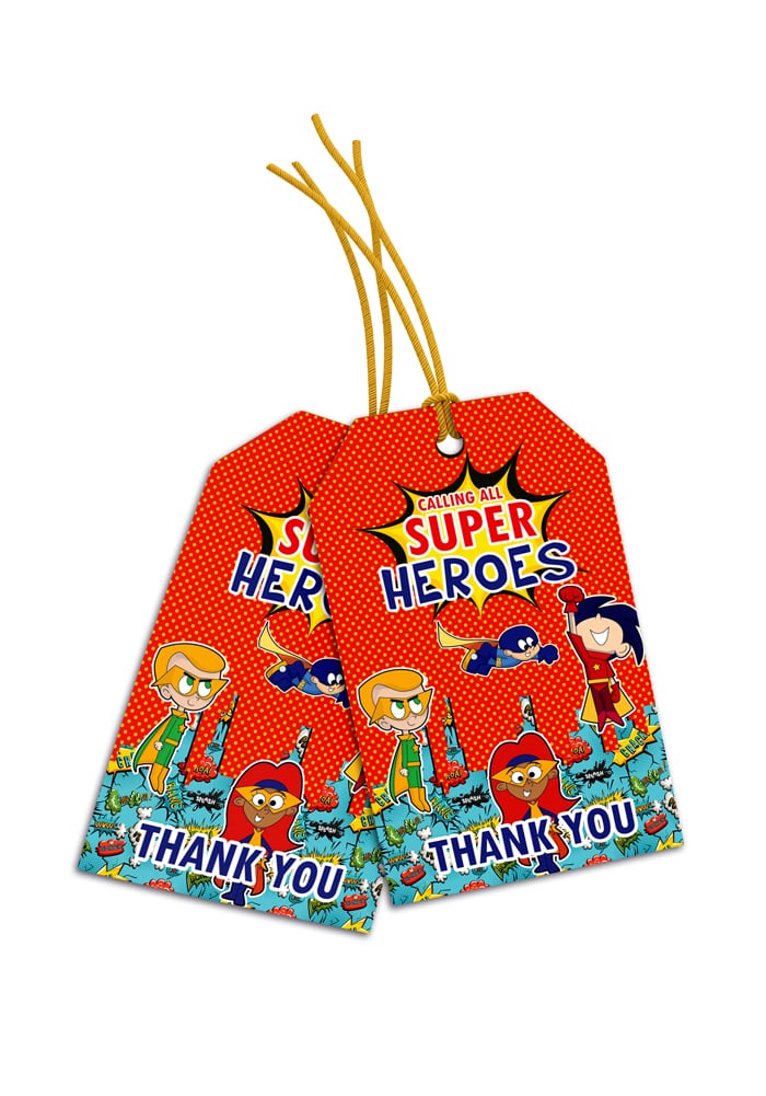 super heroes theme thank you cards
