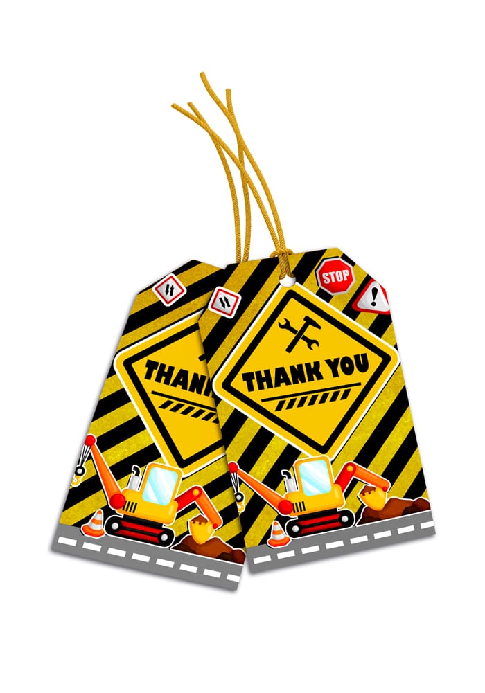 under construction theme thank you cards