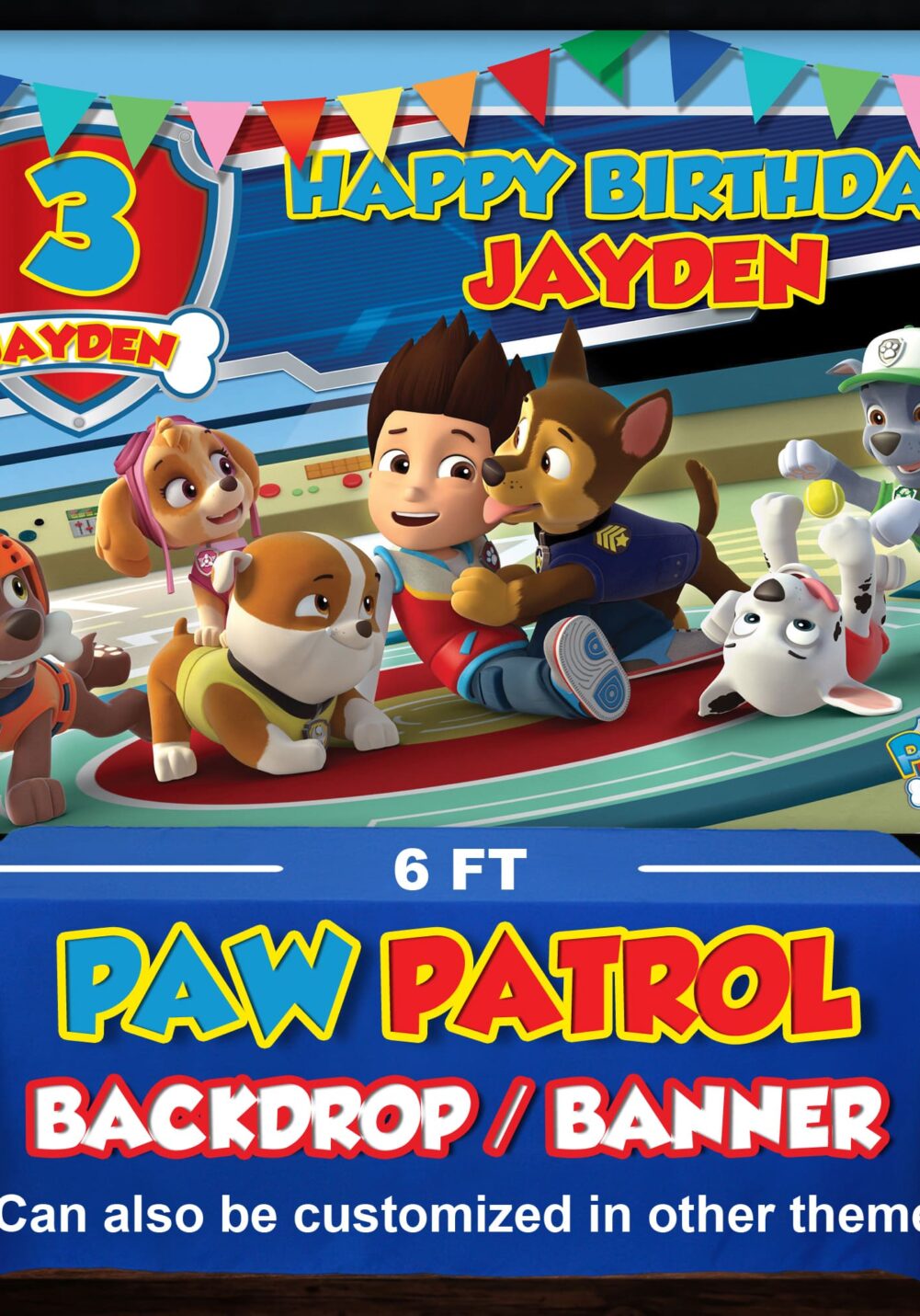 4x6 paw patrol theme birthday backdrop for party