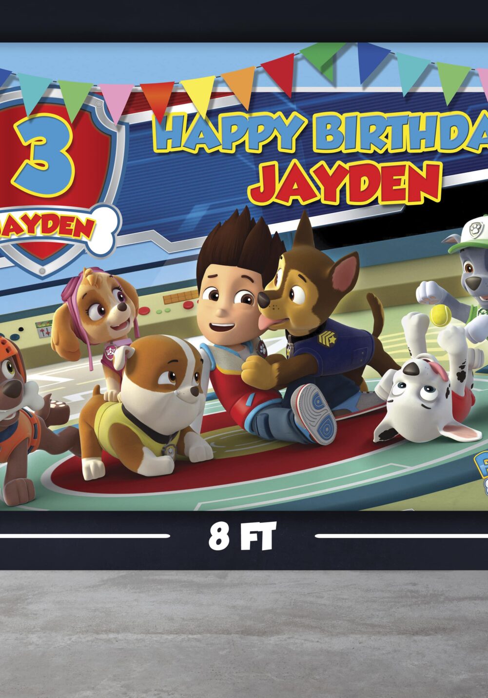 paw patrol theme backdrop for birthday party photo shoot