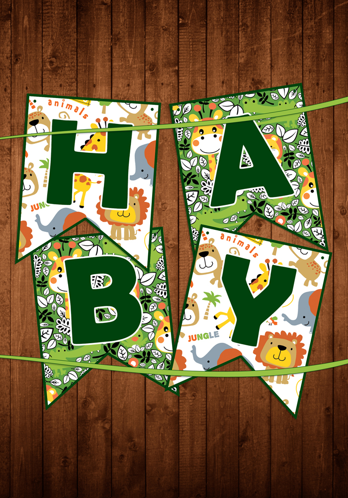 animal theme birthday banner, jungle theme