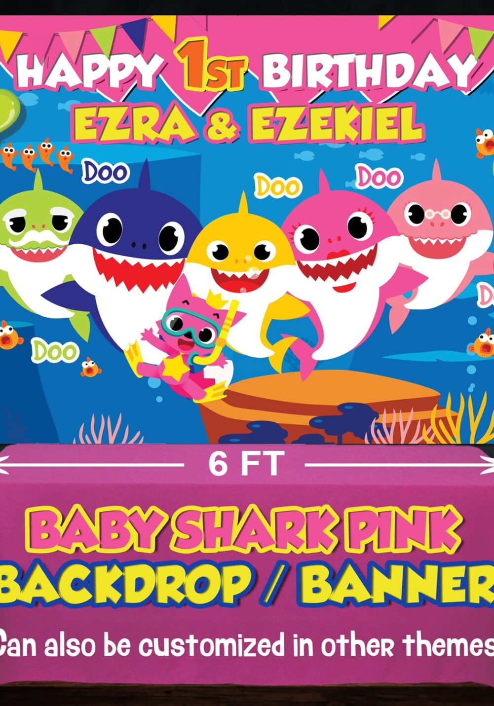 baby shark theme backdrop baby doo doo shark