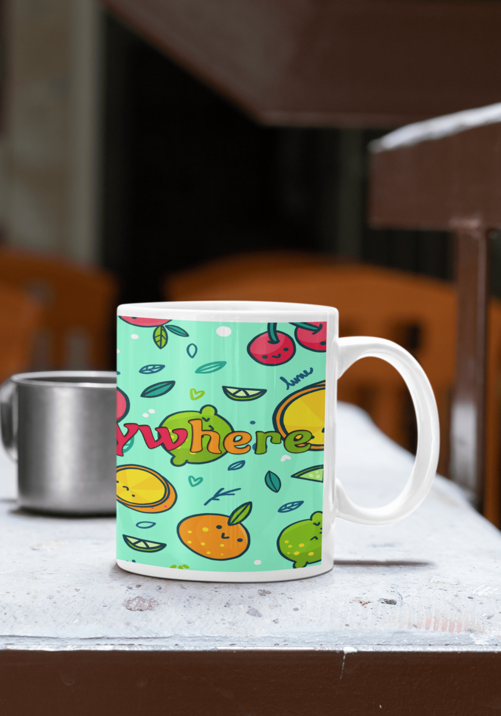 fruits everywhere design mug for return gifts