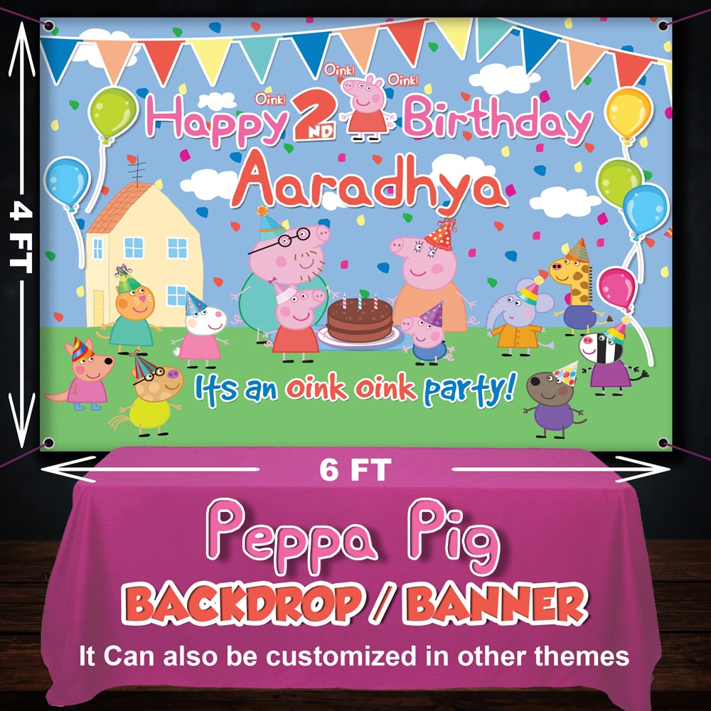 Peppa pig theme backdrop for birthday party