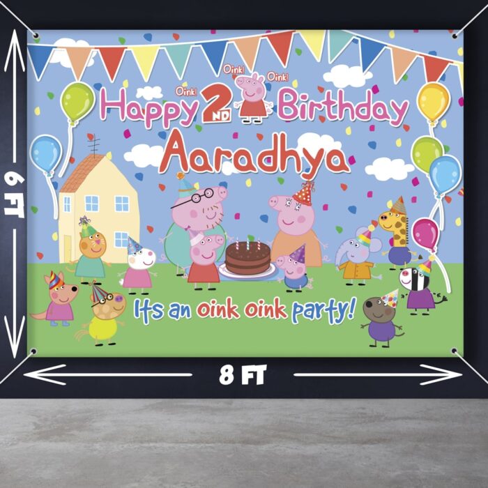 Peppa pig theme backdrop for birthday party