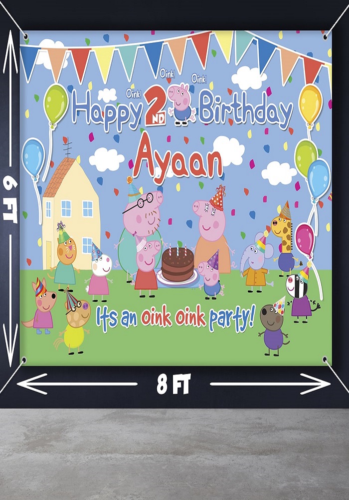 Peppa pig theme backdrop for birthday party