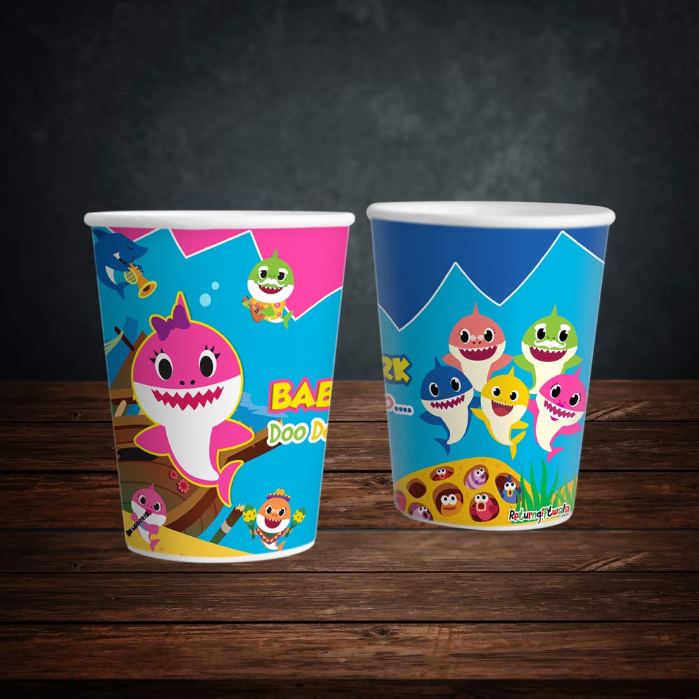 baby shark theme paper cups glasses