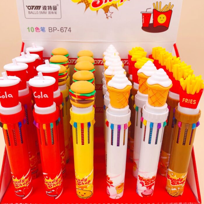 fast food burger fried 10 in 1 pens