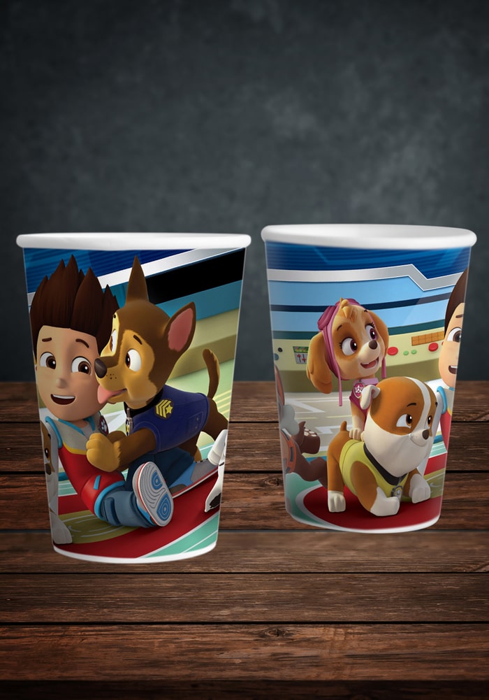 paw patrol theme paper cups