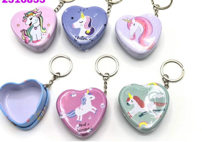 unicorn tin metal key chain box