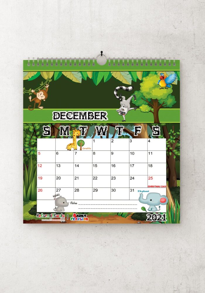 animal wall calendar kids rooms