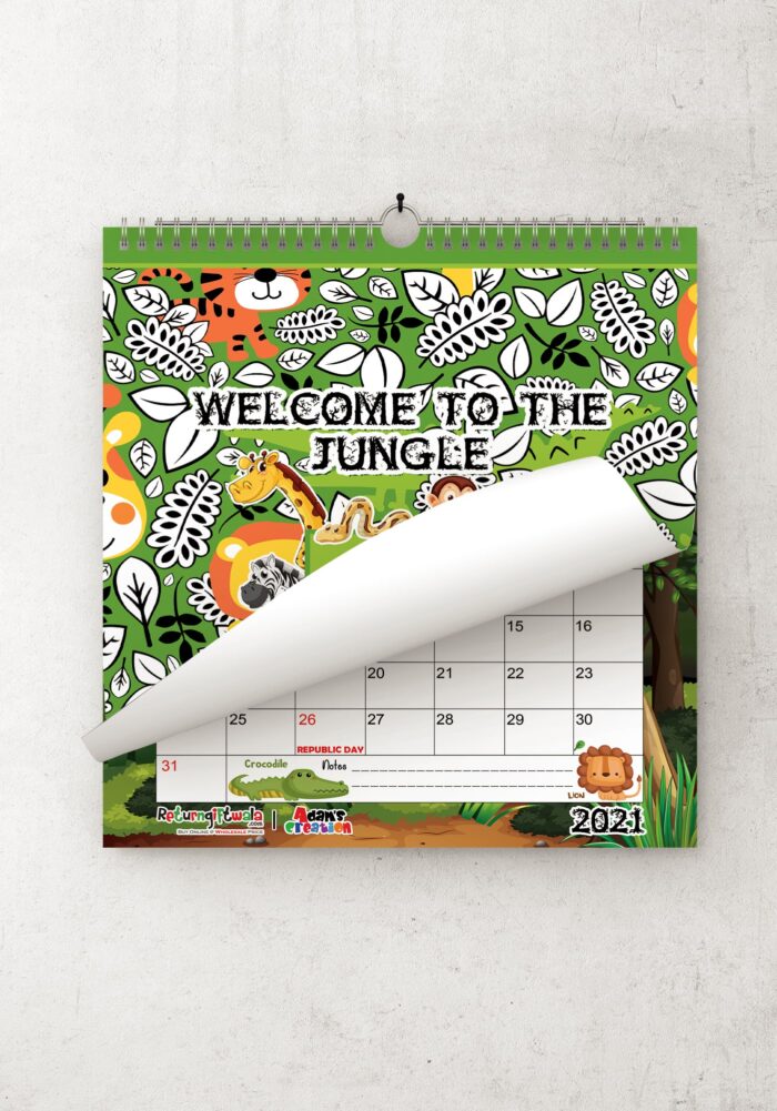 customize jungle theme wall calendar for kids room