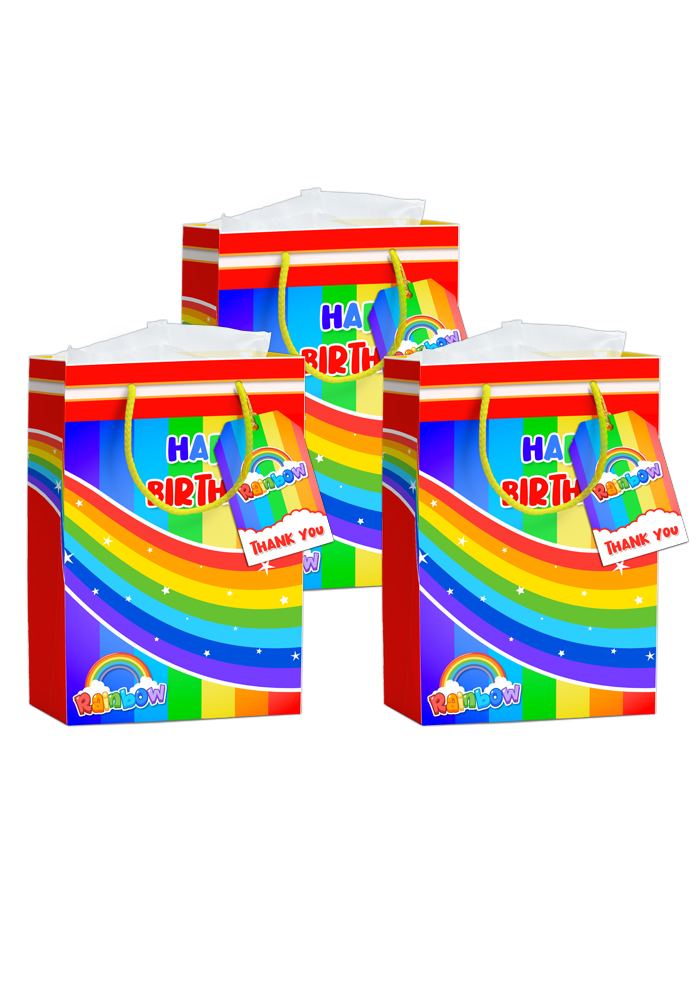 rainbow theme paper bags