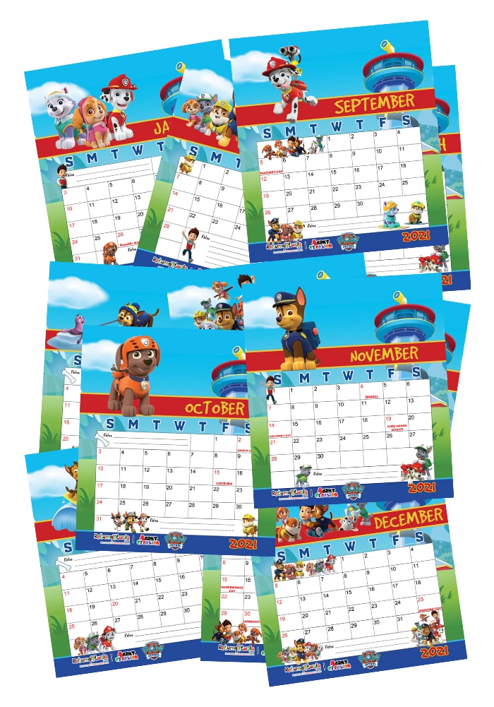 Paw Patrol Theme Kids Room CalendarsPaw Patrol Return Gifts