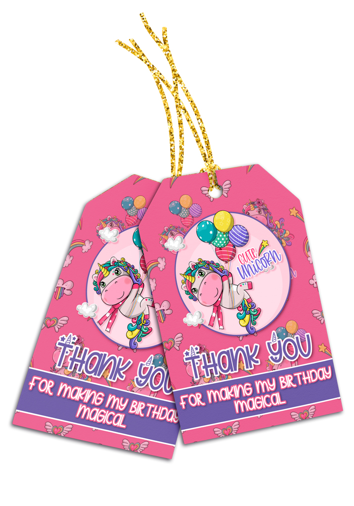 unicorn theme thank you cards